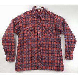 Ely Flannel Shirt Mens XL Red Blue Check 100% Cotton Quilted Lined Button-Up